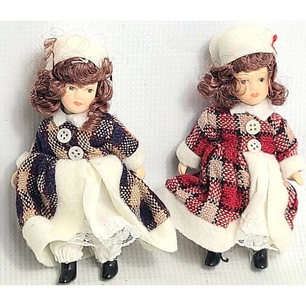 2 Vintage Porcelain Doll Set. Clothes Toy Girl Lady Lace Dress Hat Rare Antique?